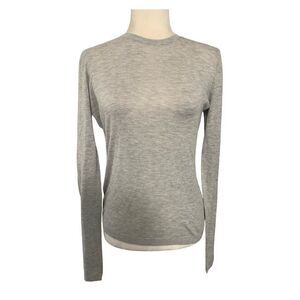 zara knit womens solid light gray Crew Neck long sleeve sweater top small